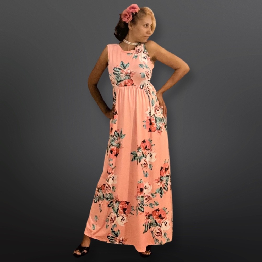 Gabrebi Beautiful Flower Long Maxi Summer Dress!! Excellent Preown!
